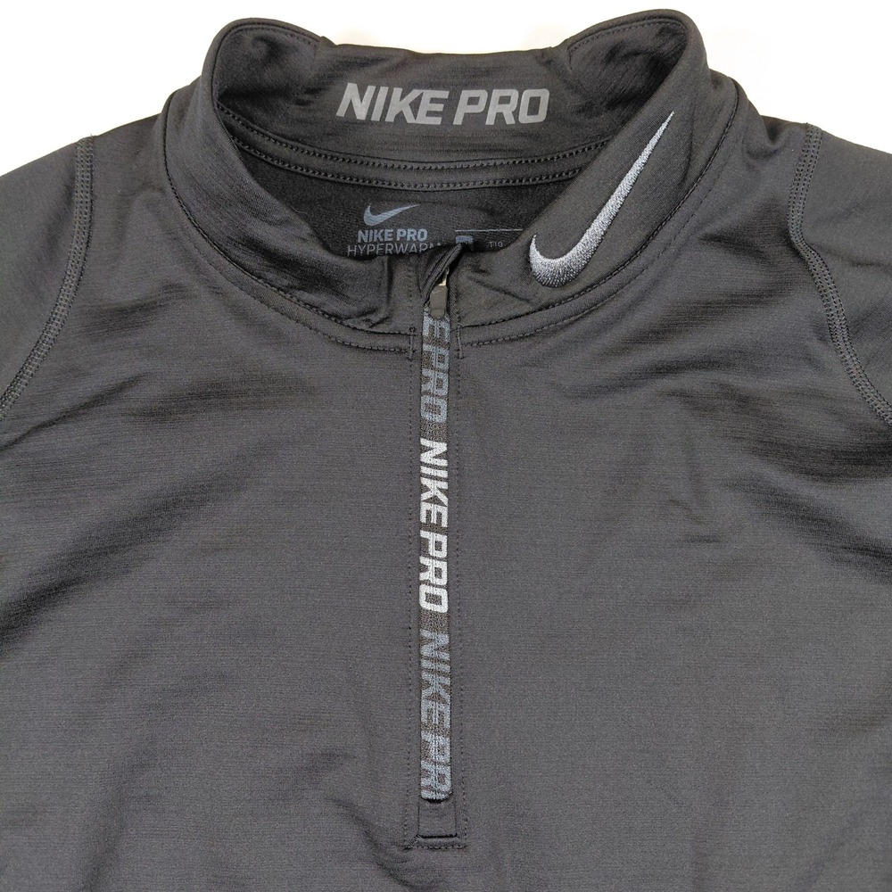 Nike Pro Hyperwarm Mens XXL Black 1/4 Zip Fitted Training Top Mock Neck Pullover - Picture 5 of 15